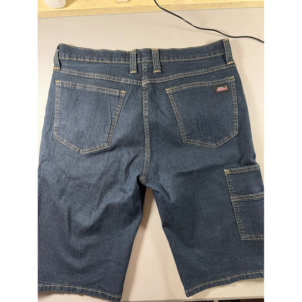 Genuine Dickies Carpenter Denim Shorts Mens 34 Blue Dark Wash Relaxed Stretch